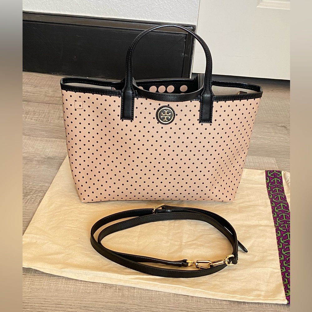 Tory Burch Kerrington Crossbody Shopper Mini Purse Blush Champagne /mini dot